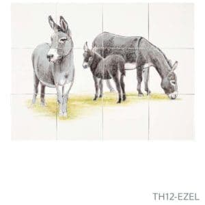 Beschilderd tableau van Friese witjes met illustratie van een ezel