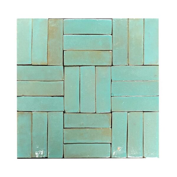 Bejmat tegels turquoise in 3-om-3 patroon